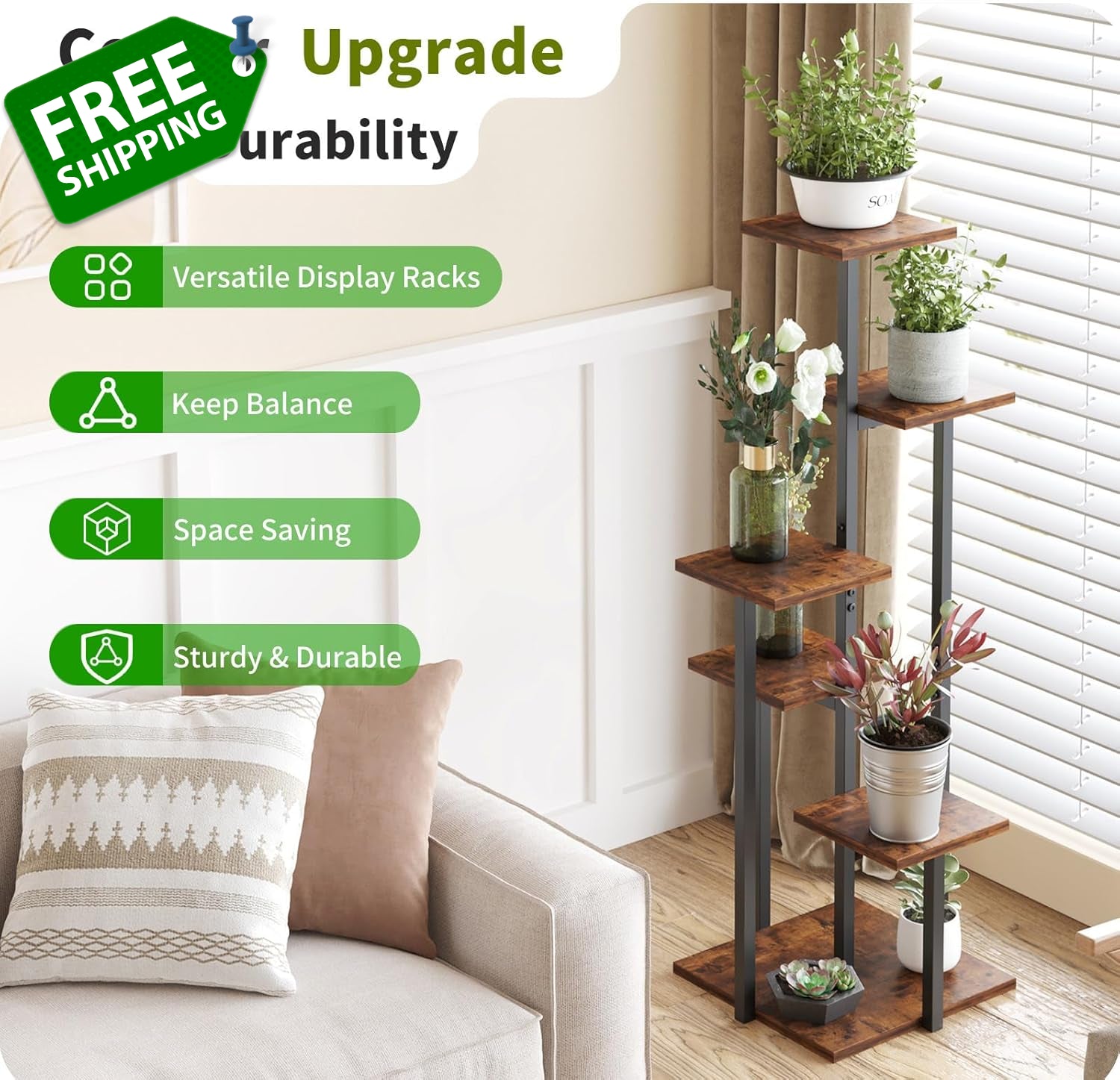 5 Tier Plant Stand Indoor, Tiered Plant Stands for Indoor Plants Multiple, Corne