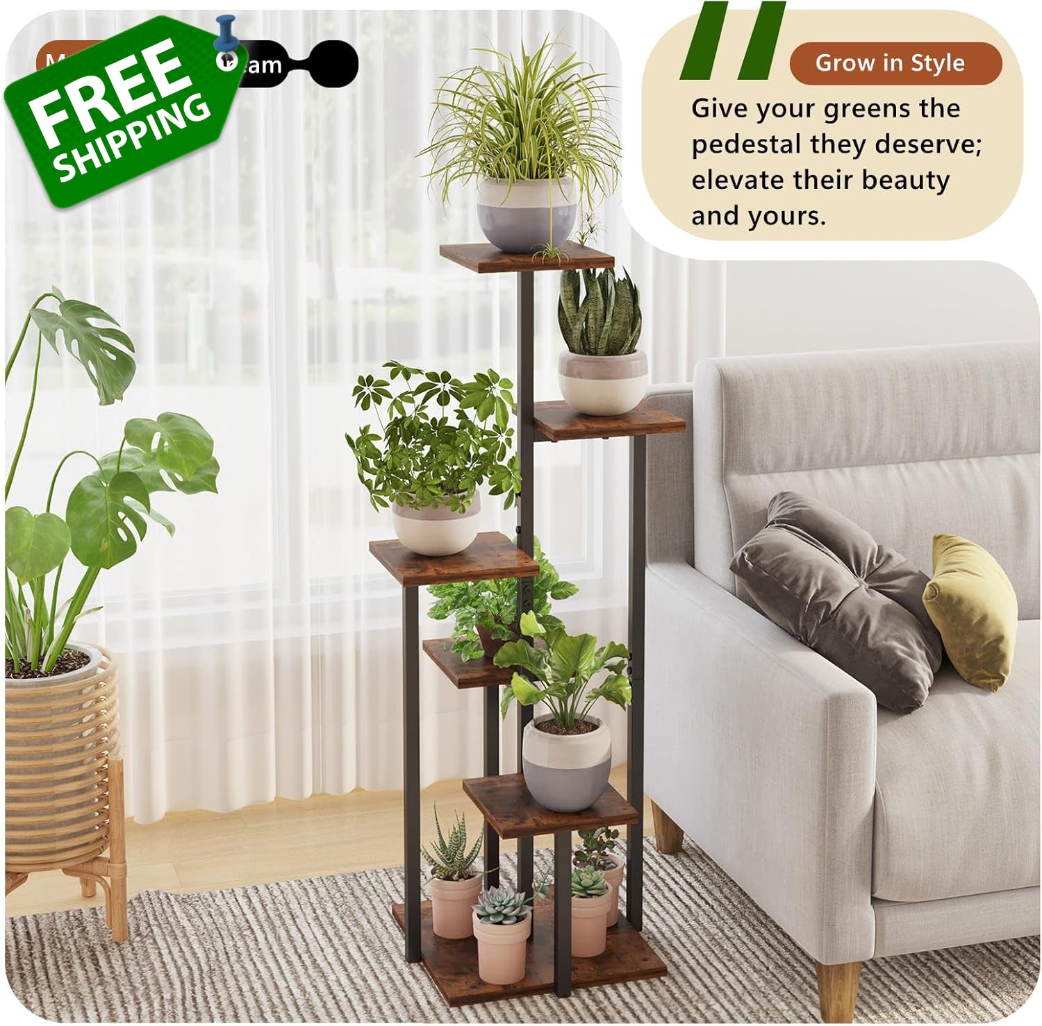 5 Tier Plant Stand Indoor, Tiered Plant Stands for Indoor Plants Multiple, Corne