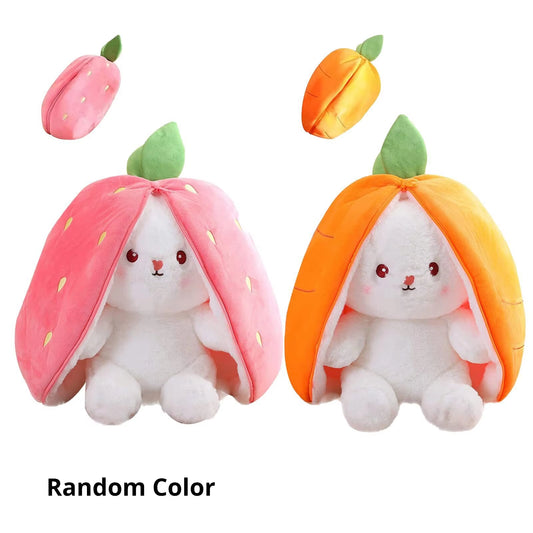 Random 1 Pcs 18Cm Cute Stuffed Toys Strawberry Rabbit Radish Rabbit Plush Toys Zipper Doll