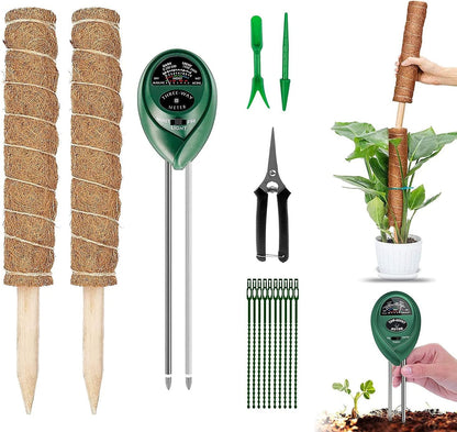 15.7 Inch Moss Pole 2 Pack with 3 in 1 Garden Soil Plant Moisture Meter Indoor & Garden Shears All in One Gardening Tools for Monstera Climbing Plants