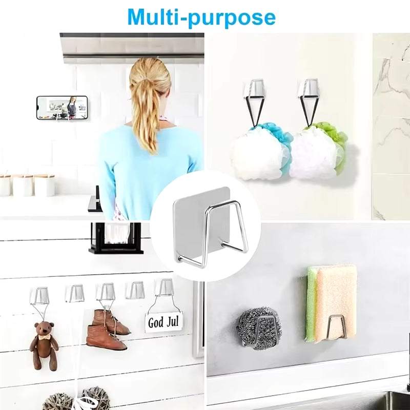 1-10PCS Kitchen Sponges Holder Stainless Steel Sink Sponges Drain Self Adhesive Storage Holder Wall Hooks Kitchen Tool Wholesale