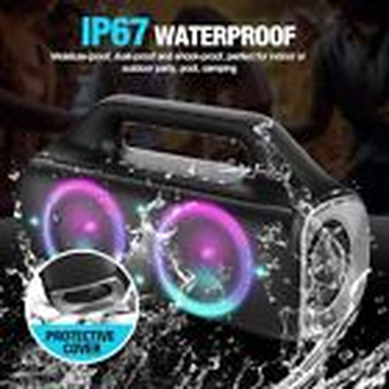 Portable Bluetooth Speakers, 80W Peak Wireless Outdoor Speaker with Subwoofer,