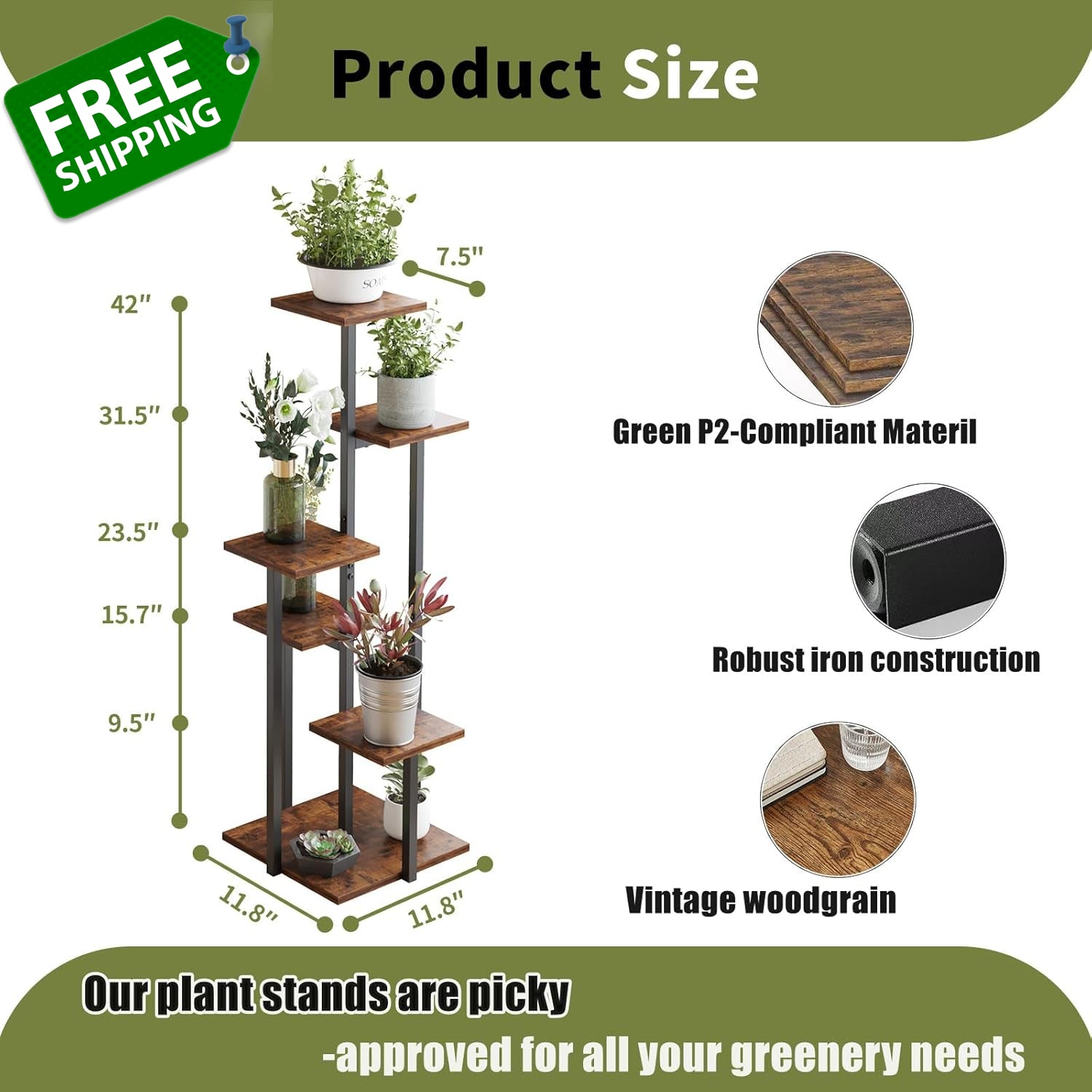 5 Tier Plant Stand Indoor, Tiered Plant Stands for Indoor Plants Multiple, Corne