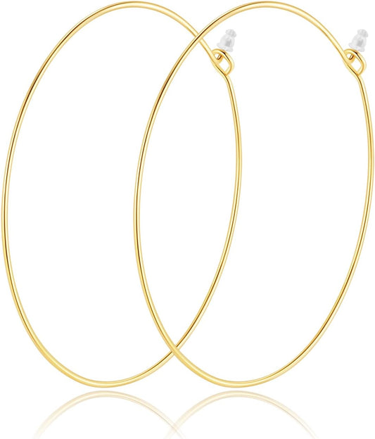 Multipack Dainty Large Thin Gold Hoop Earrings for Women Hypoallergenic Earrings Lightweight 30Mm 50Mm 60Mm 70Mm Gold/Silver/Rose Gold Hoop Earrings