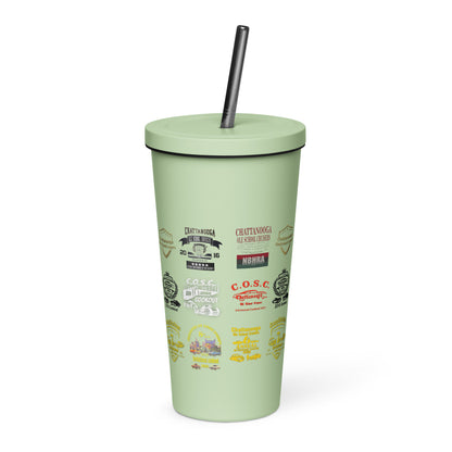 Insulated tumbler with a straw