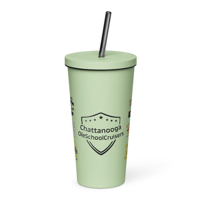 Insulated tumbler with a straw