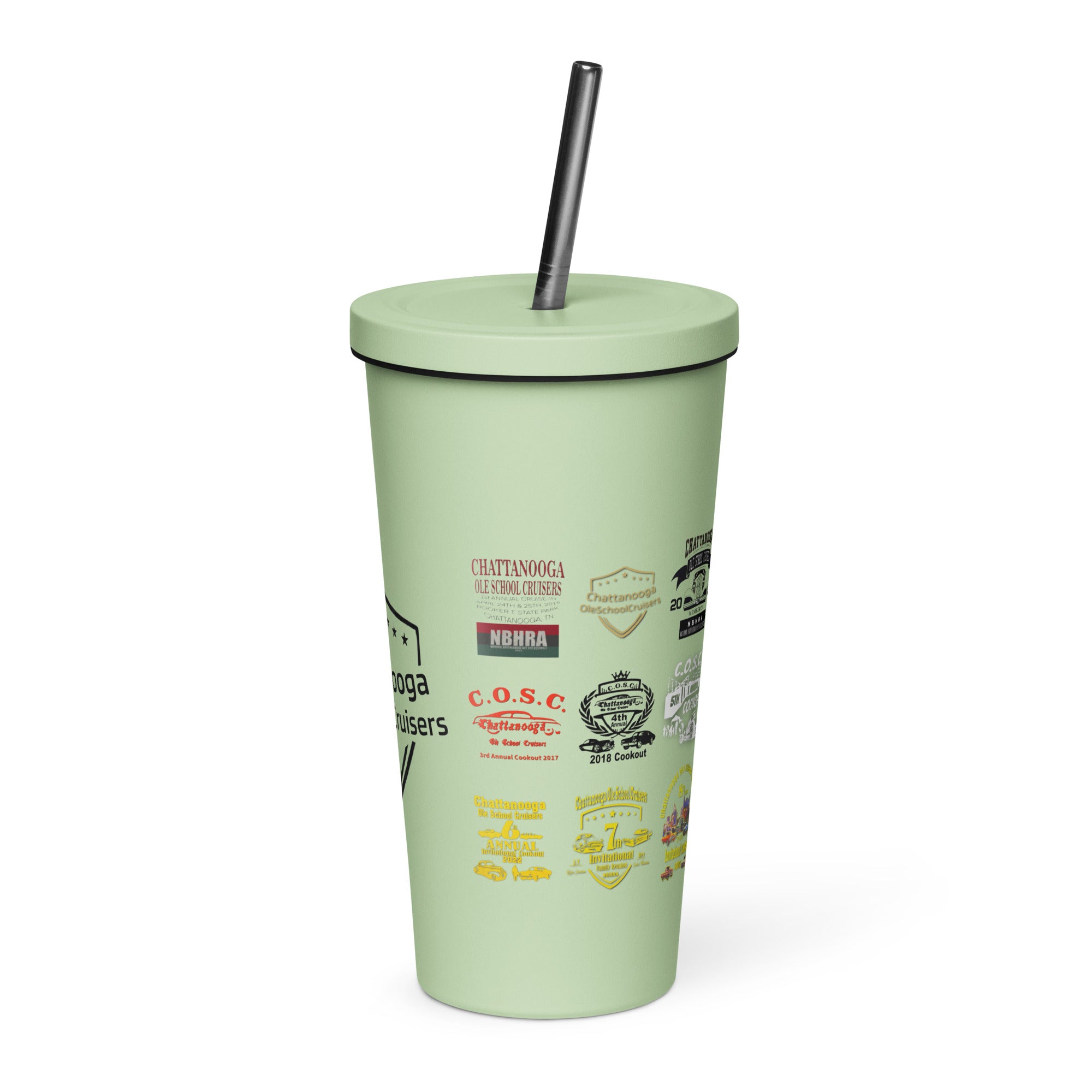 Insulated tumbler with a straw