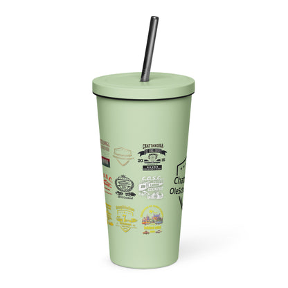 Insulated tumbler with a straw