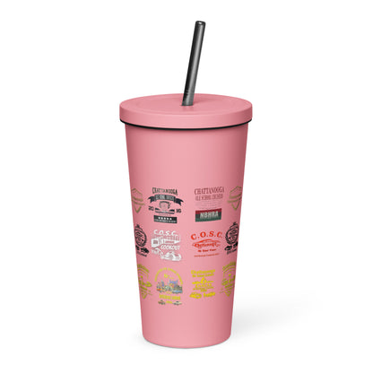 Insulated tumbler with a straw