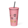 Insulated tumbler with a straw