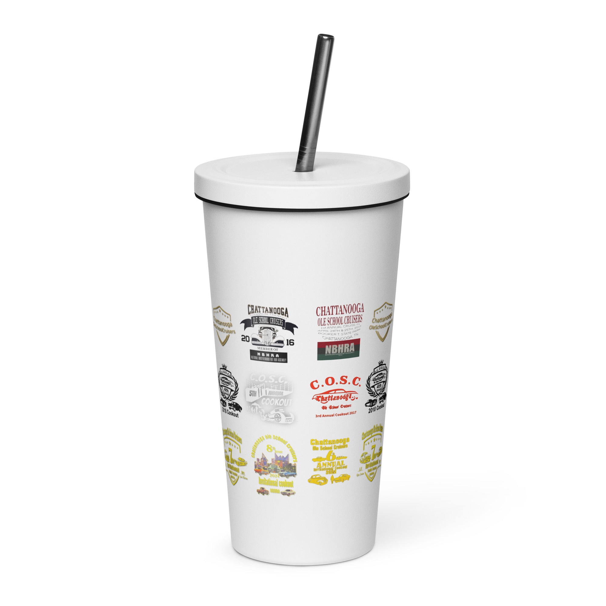 Insulated tumbler with a straw