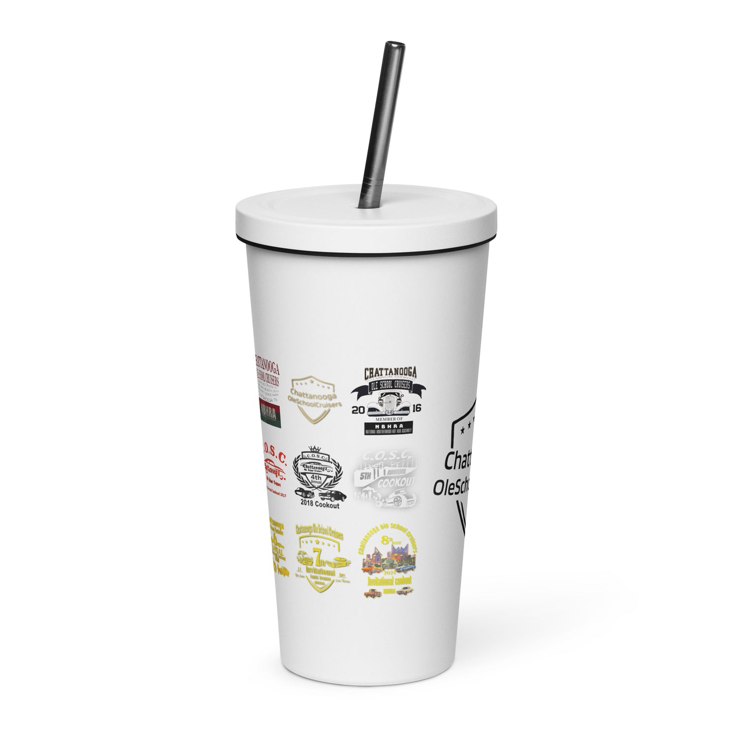 Insulated tumbler with a straw