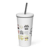 Insulated tumbler with a straw